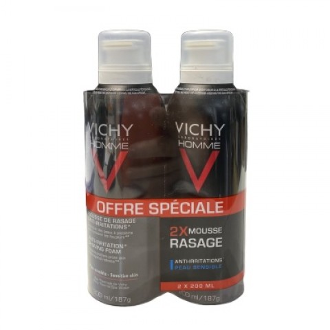 VICHY HOMME MOUSSE DE AFEITAR PIEL SENSIBLE 2X200ML