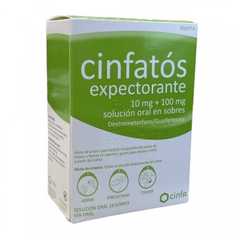 CINFATOS EXPECTORANTE 10MG+100MG SOLUCION 18 SOBRES