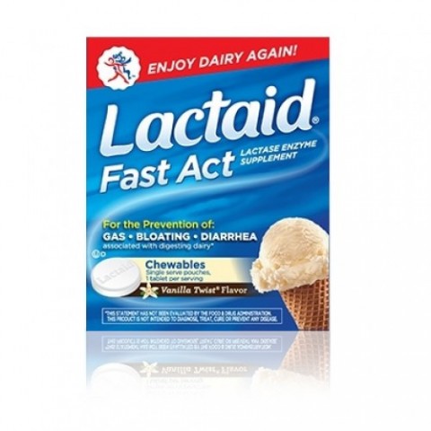 LACTAID FAST ACT 60 TABLETAS MASTICABLES SABOR VAINILLA