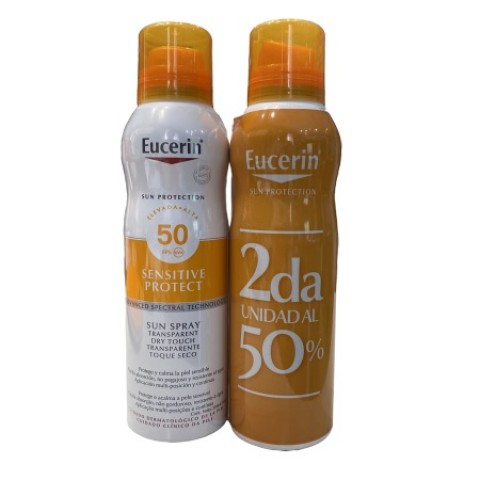 EUCERIN SUN SPRAY TRANS DRY TOUCH SENSITIVE PROTECT IP50+ 2X200ML